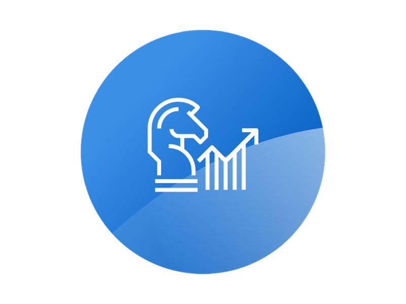 Blue gradiant circle with Uncommon Results icon inside