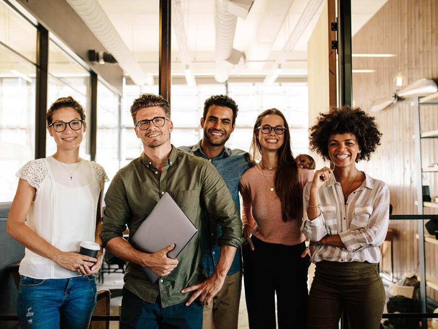 Group Of Diverse Employees Smiling