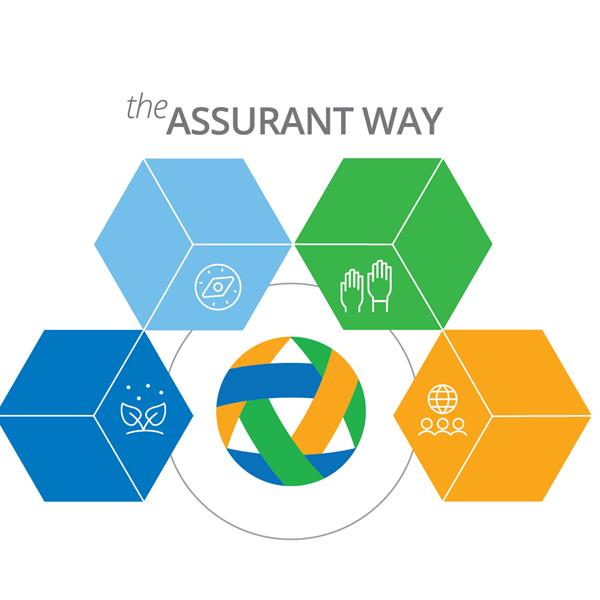 The Assurant Way CEO Award Hero Graphic, featuring four blocks