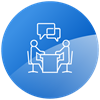 Interview icon on blue background