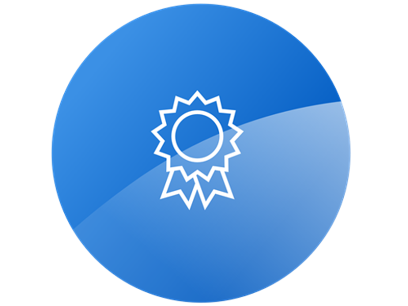 Award icon on blue background