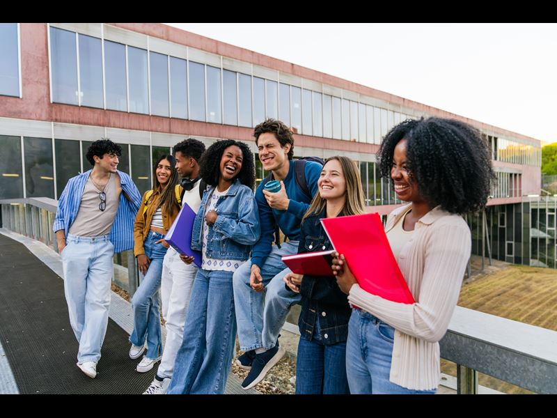 Happy Students Smiling Outside