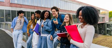 Happy Students Smiling Outside