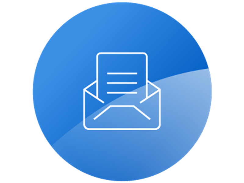 Offer letter icon on blue background
