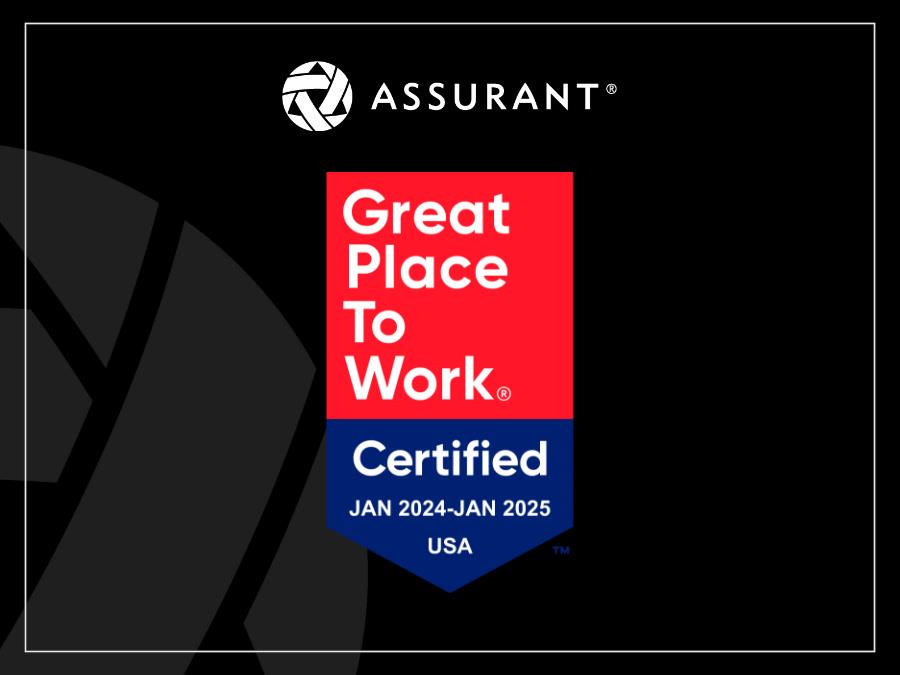 Assurant branded image with Great Place to Work Certification USA 2024-2025 Badge