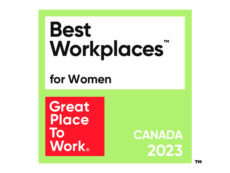 Great Place to Work Best Workplaces for Women Canada 2023 Badge